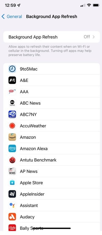 Disabling Background App Refresh is one of the tweaks that can improve your iPhone's battery life - Disabling these iOS features will improve your iPhone's battery life
