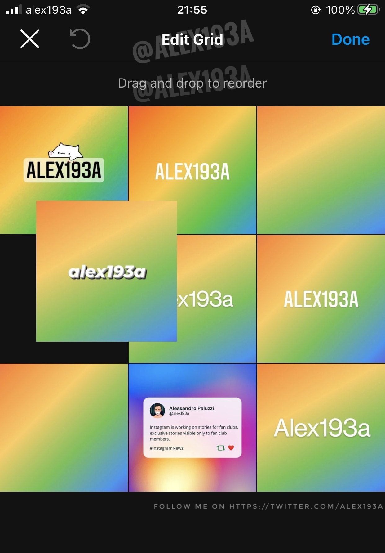 Instagram testing a new “Edit Grid” feature