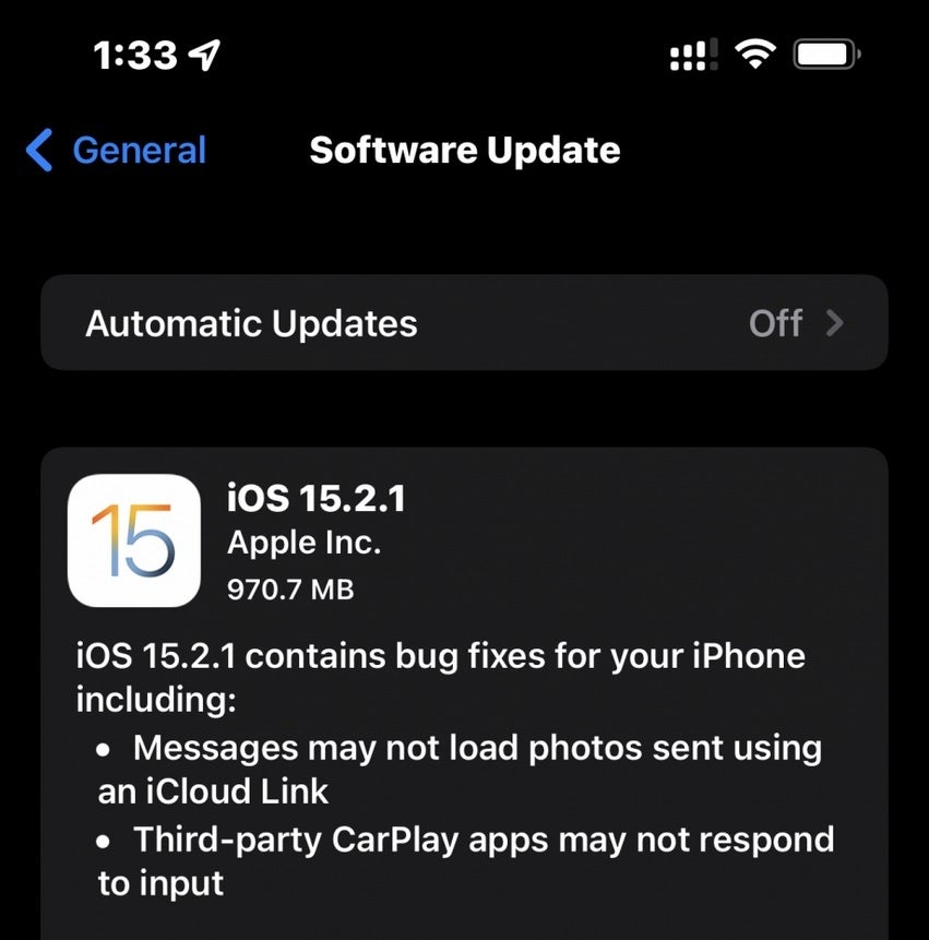 software update 15.2 1