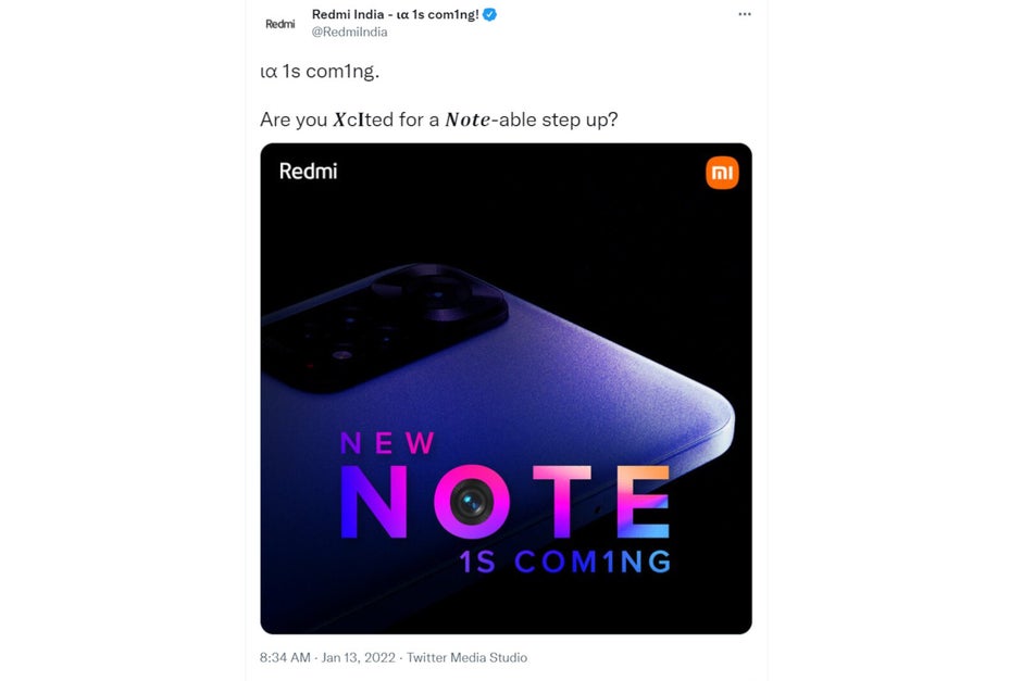 A screenshot of Xiaomi's Twitter teaser of the Redmi Note 11S - Redmi Note 11S teased in quirky Tweet