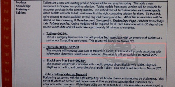 Next month, Staples will apparently launch the Wi-Fi only Motorola XOOM and the BlackBerry PlayBook - Staples to launch Wi-Fi only Motorola XOOM and BlackBerry PlayBook next month