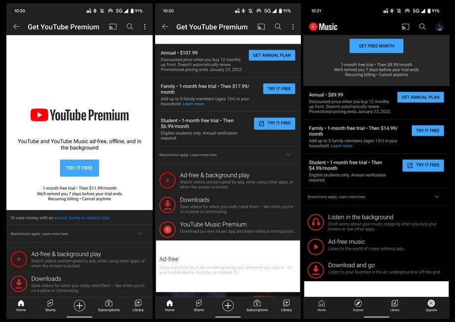 You can save some money by subscribing to the new annual subscription plans for YouTube Premium and YouTube Music Premium - YouTube Premium now has an annual subscription plan that saves you money