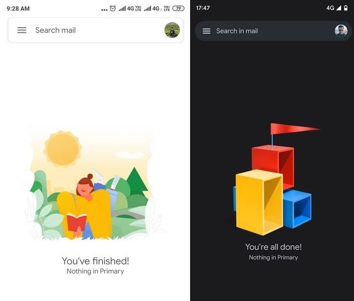At left, the old Inbox Zero with the new illustration at right - Clean up your Gmail inbox to check out the new "Inbox Zero Graphic"