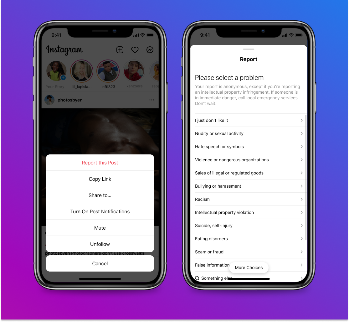 Instagram&#039;s reporting feature - Instagram will try to hide “potentially harmful” content