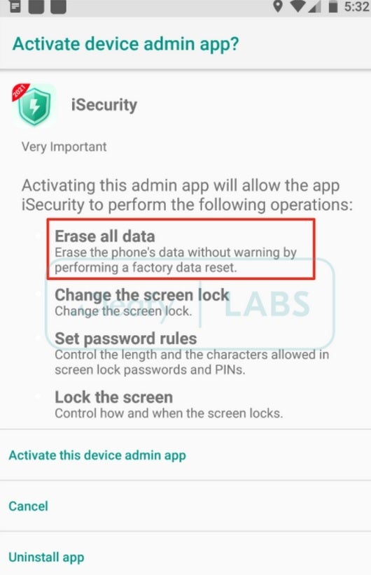 Malware filled app asks for permission to perform a factory reset on a victim&#039;s phone - This Android malware will randomly wipe your phone if you let it