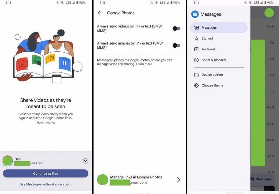 Google is pushing out a redesign and Photos integration for its Messages app. Credit 9to5Google - Google Messages update allows users to send Photos links for sharper videos and pictures
