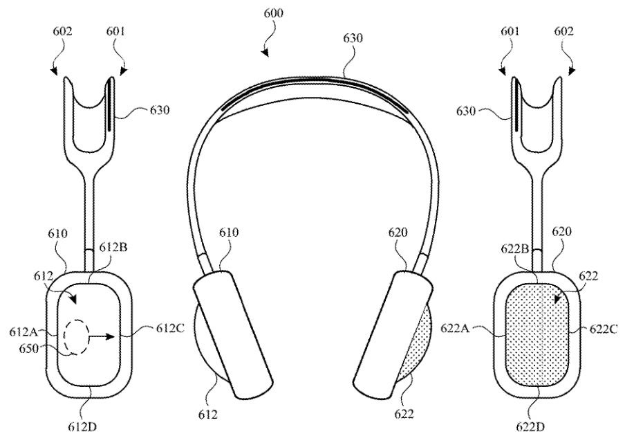 Illustration from patent application shows how Apple would replace the digital crown on the AirPods Max with touch controls - Apple looks to replace AirPods Max digital crown with touch controls