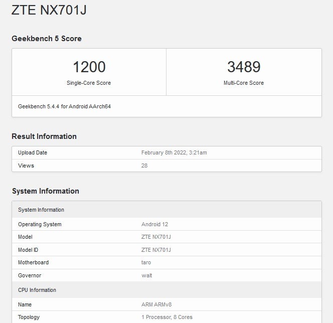 The ZTE Z40 Pro appears on Geekbench with 16GB of RAM - ZTE Nubia Z40 Pro 5G should feature the Snapdragon 8 Gen 1 chipset and up to 16GB of RAM