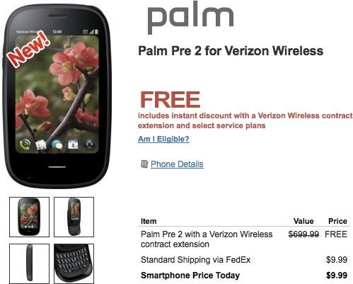 HP takes a leap forward in quickly dropping the price of the Palm Pre 2 to free