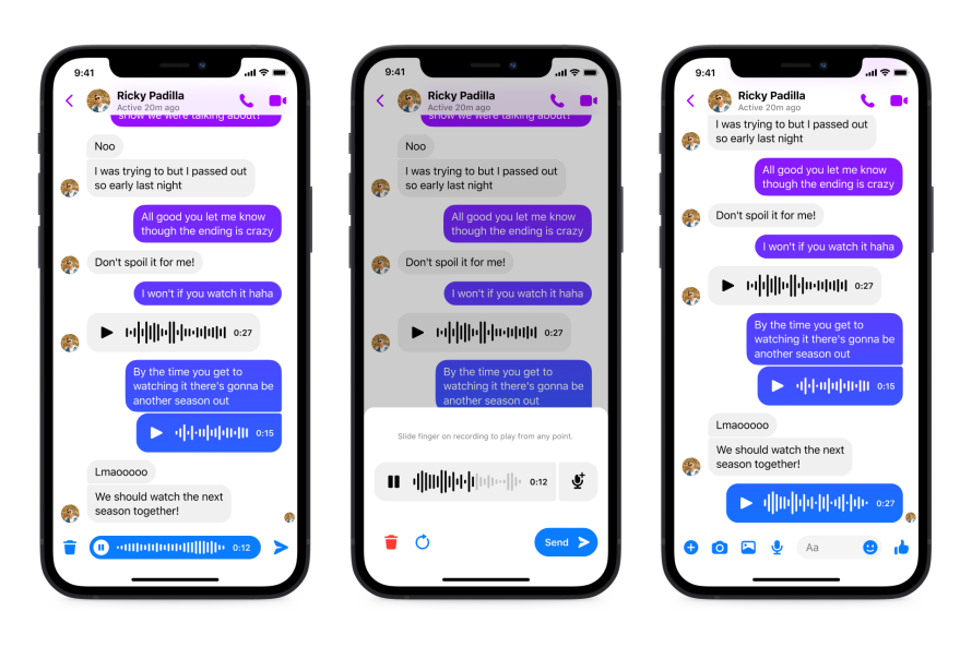Facebook Messenger gets split payment option plus controls for voicemail recordings