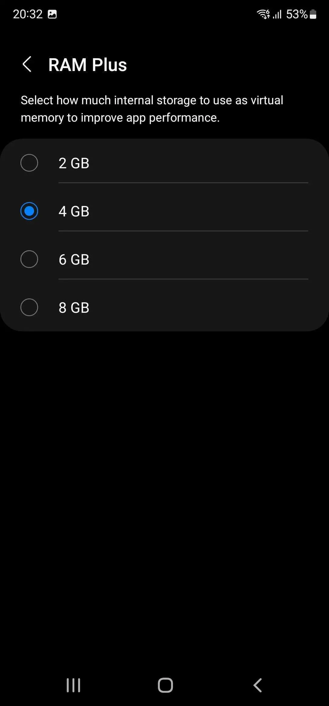 You will be able to choose how much virtual RAM you need on your Galaxy with One UI 4.1