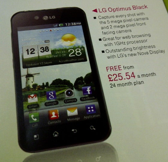 LG Optimus Black pricing laid out, coming for free on T-Mobile UK