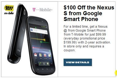 Best Buy chops the price of the Google Nexus S in half to $100 for 2 weeks only