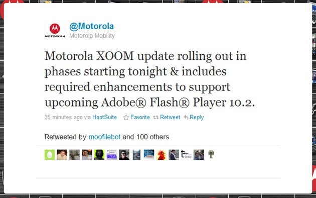 Motorola XOOM update that prepares for Flash 10.2 support is beginning to roll out