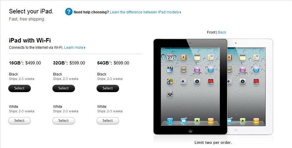 Apple iPad 2 shipment dates now stand at 2 to 3 weeks out