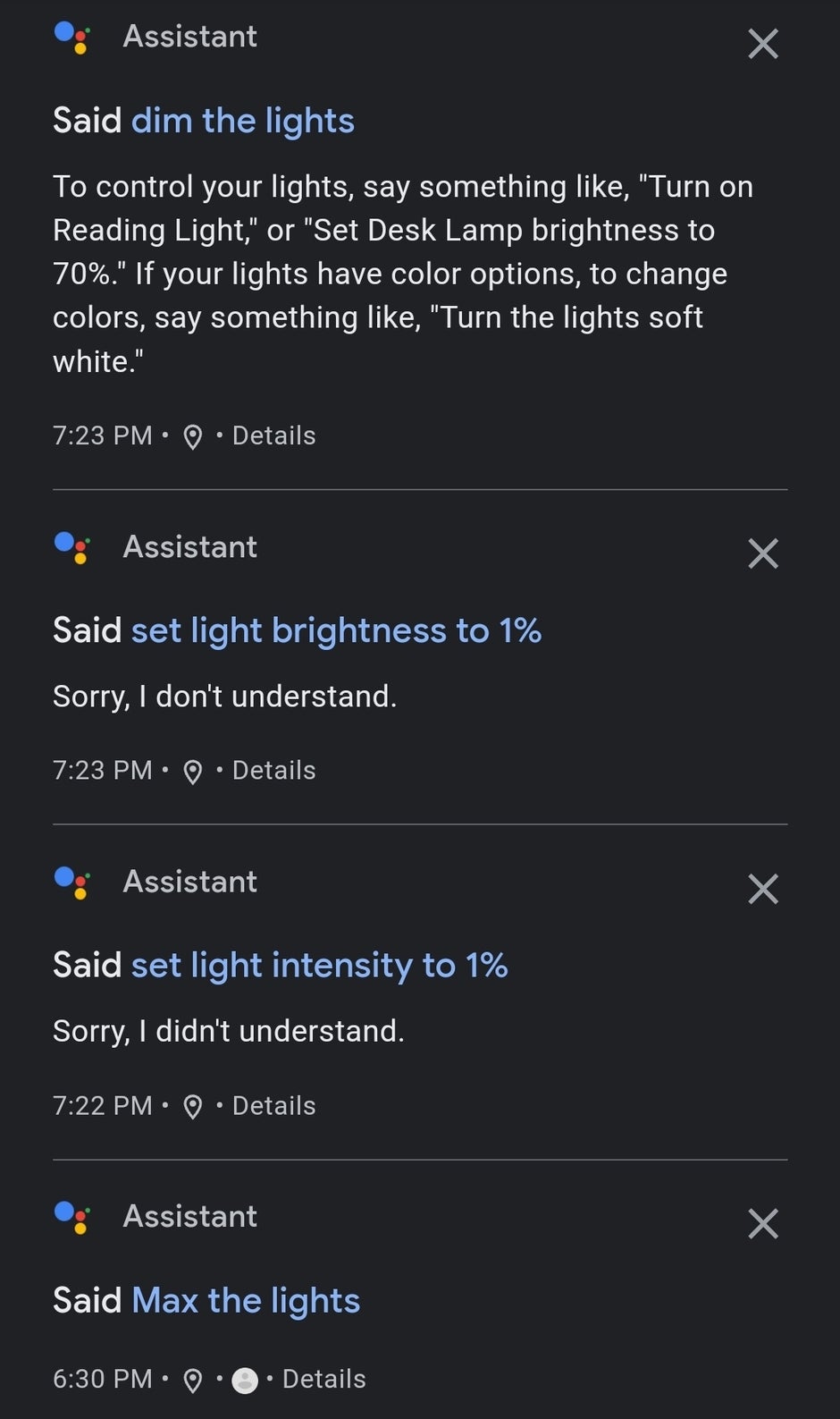 An issue with Google Assistant may prevent you from controlling lights