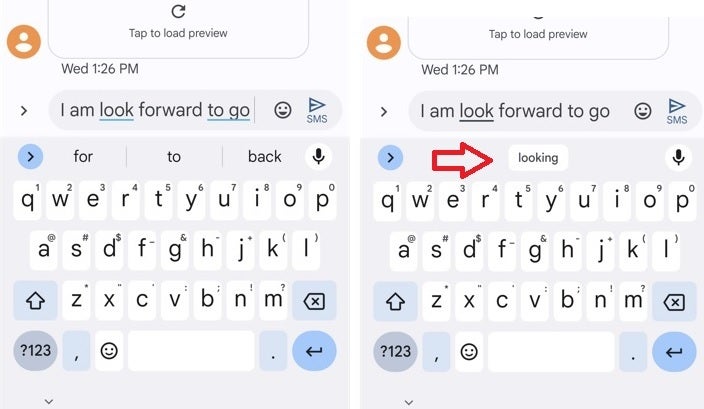 Gboard correcting grammar on the Pixel 6 Pro - Once exclusive to the Pixel 6 series, older Pixel phones are now getting Gboard's grammar checker