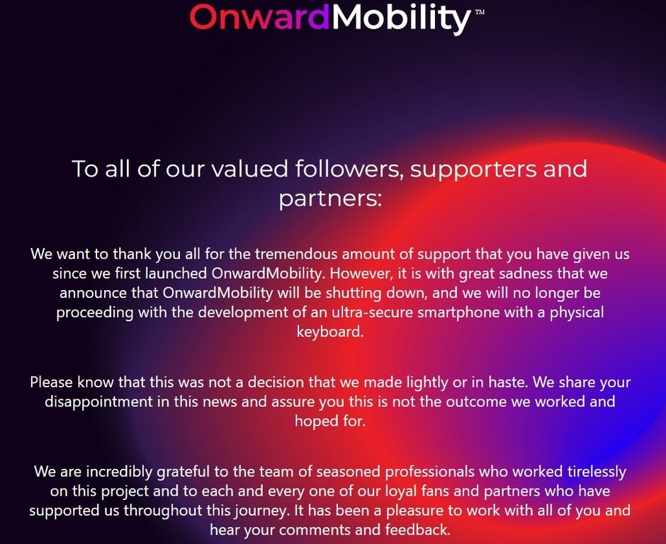 OnwardMobility makes it official. It will not produce a 5G BlackBerry - OnwardMobility speaks up to confirm the death of its 5G BlackBerry
