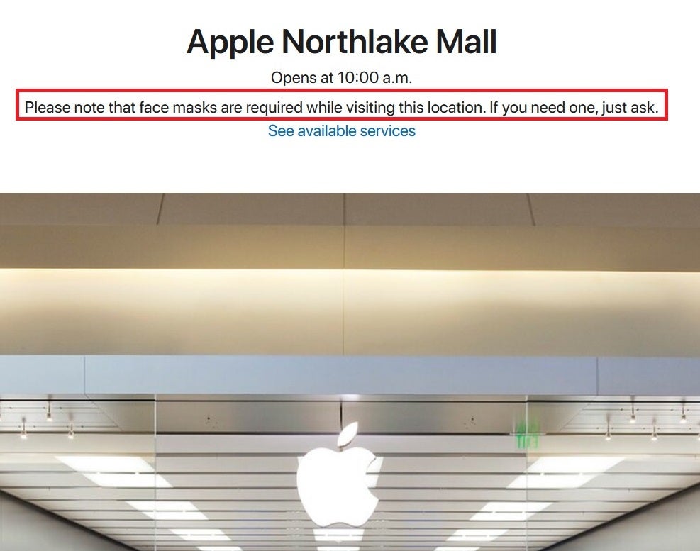 Apple posts on its website which Apple Store locations still require that the customers wear a mask - Apple drops mask requirements for customers at some stores