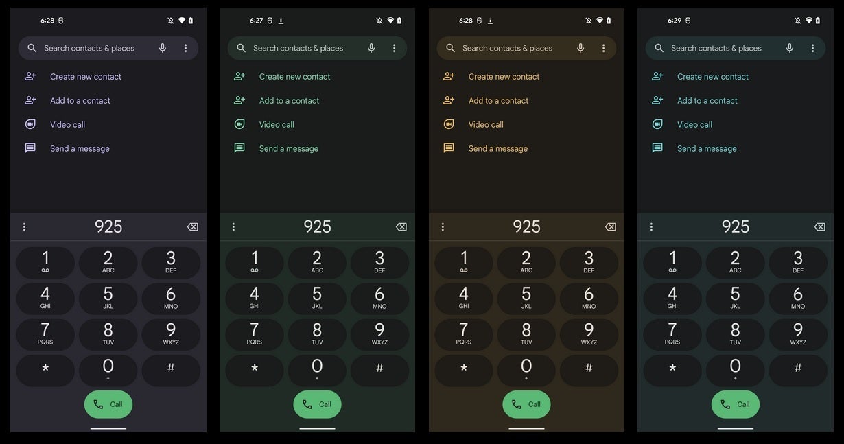 Revamped Material You dialer for Android 12 in Dark mode - Update to Android 12 dialer is hidden in Google Phone app