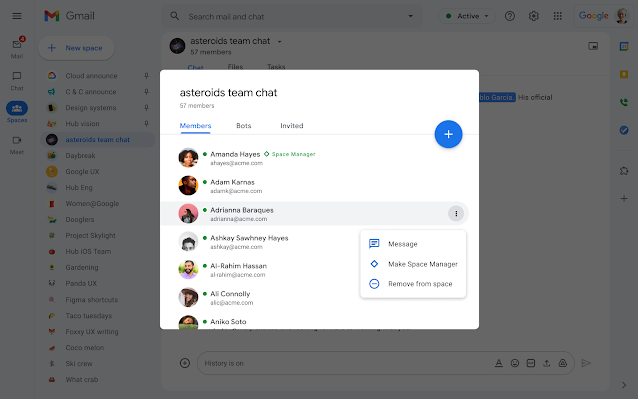 Значок Cool Space Manager – Google Chat представляет новую функцию Space Manager.