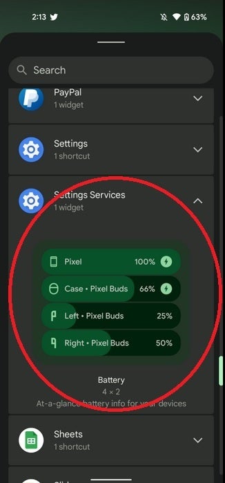 The Android 12 battery widget can appear on the Pixel 6 series if the phones are running the Android 12L beta - Workaround allows Pixel 6 users to install the battery widget without receiving the Feature Drop