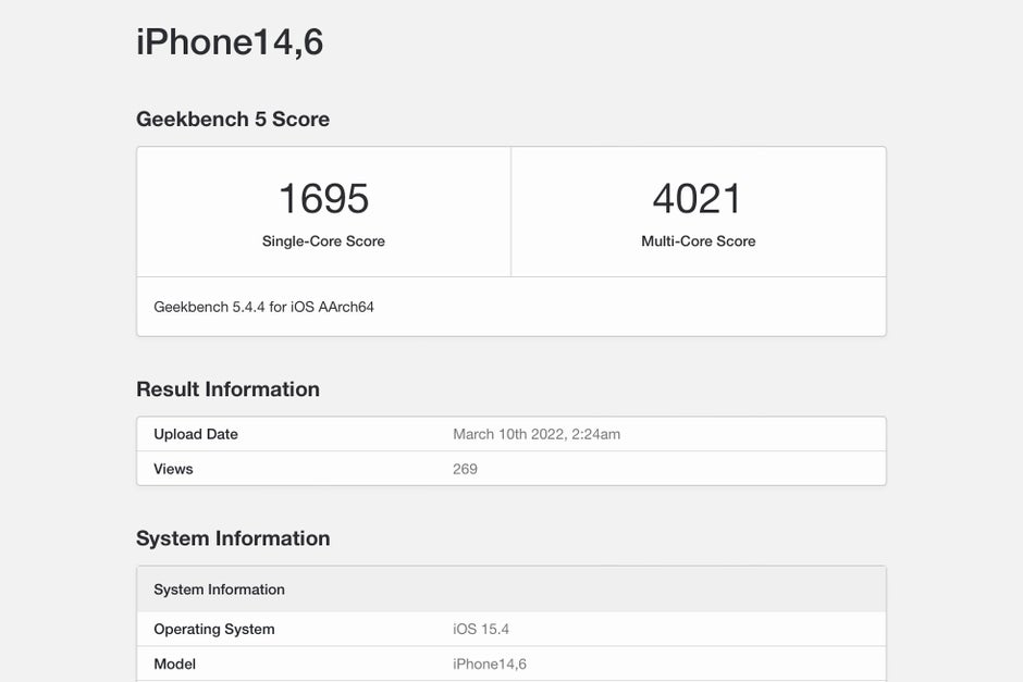 iPhone SE (2022) GeekBench result shows the power of the new phone