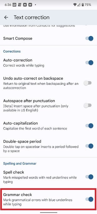 To use Grammar check, make sure it is enabled on Gboard - Google brings Gboard&#039;s real-time Grammar Check to all Android devices