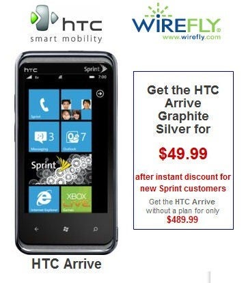 Pre-orders available through Wirefly for the $49.99 on-contract HTC Arrive