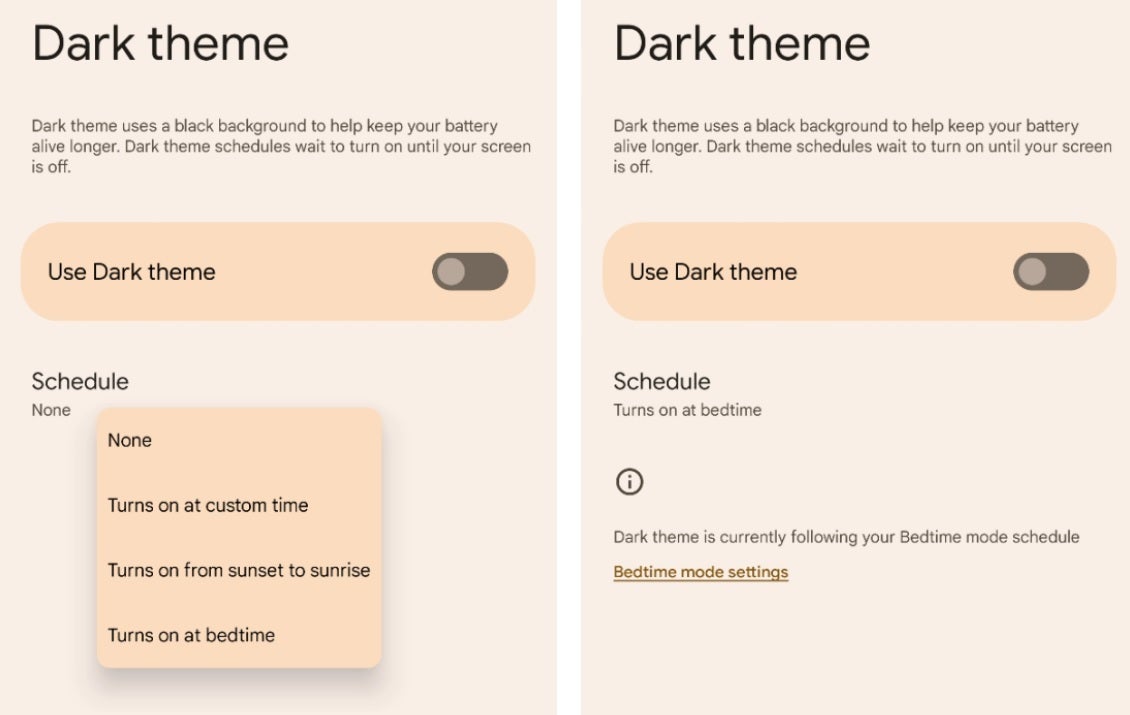 Setting Dark theme at bedtime to automatically turn on before you hit the sack can save your eyes from a shock when you wake up and look at the display on your phone - Google tests feature that automatically enables Dark theme at bedtime for Android 13