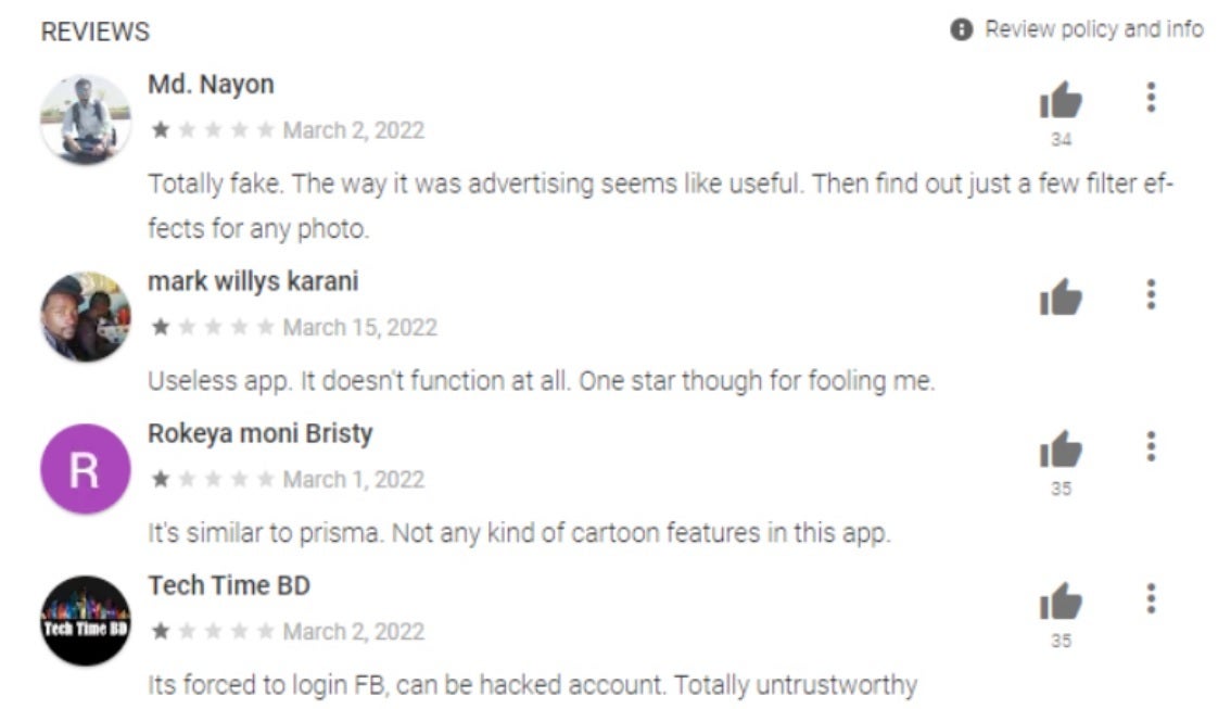 Comments from Craftsart Cartoon Photo Tools users should have tipped you off - Over 100,000 Android users installed this password stealing app from the Play Store; delete it now!