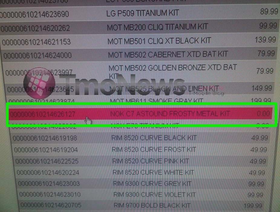 T-Mobile&#039;s inventory system reveals a listed Nokia C7