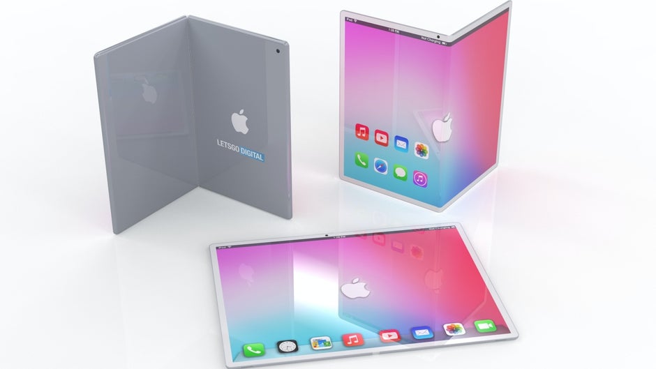 This foldable iPad was envisioned by LetsGoDigital all the way back in 2019. - New reports suggest Apple's first foldable iPad and iPhone are still a LONG way off