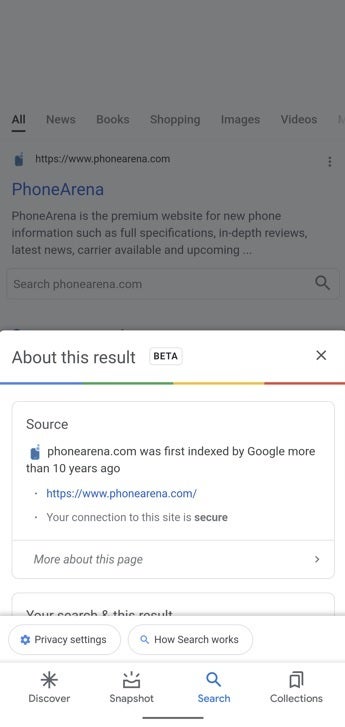 About this result allows you to determine how trustworthy a website is - Google Search features prevent users from believing "fake news"