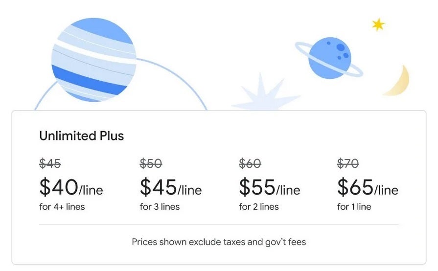Pricing for Google Fi's most premium plan - MVNO Google Fi cuts its pricing for unlimited data