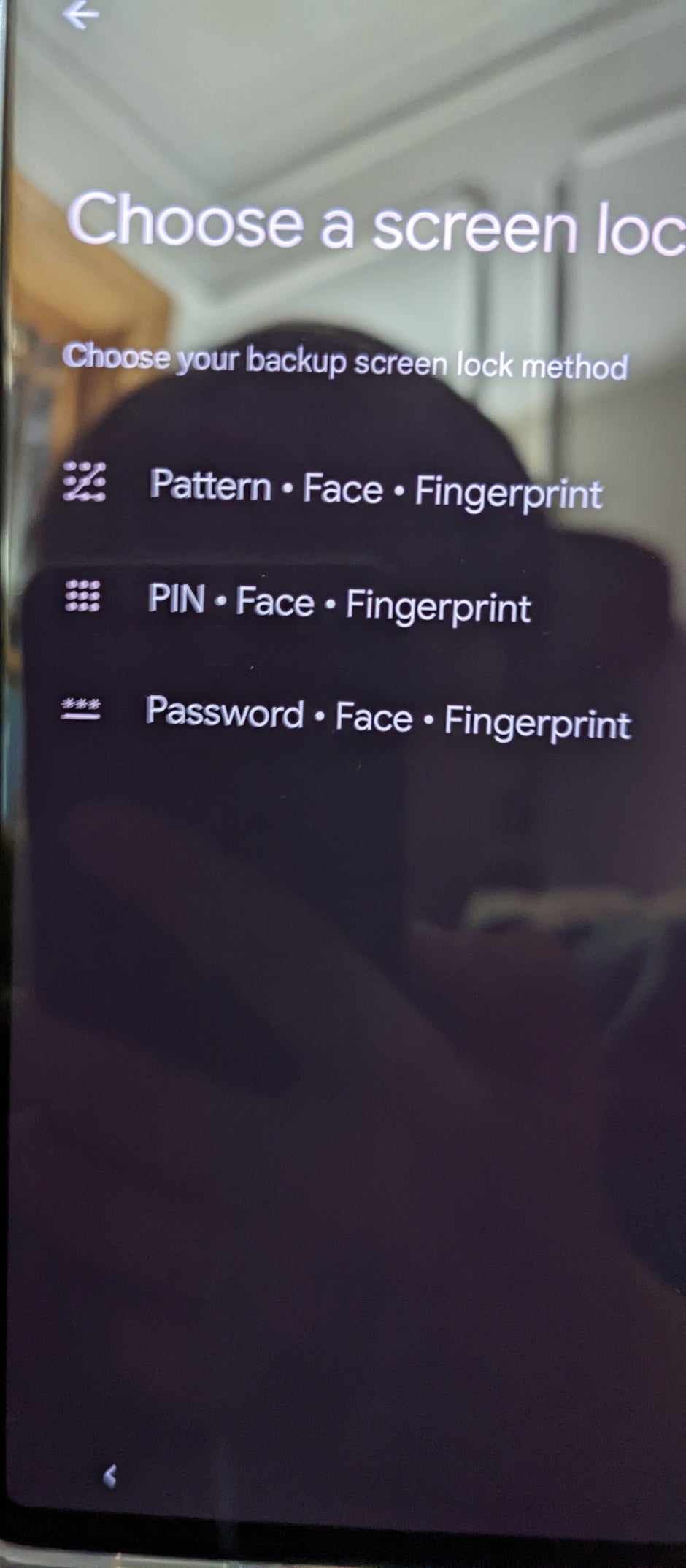 Photo shows Pixel 6 screen during setup showing Face Unlock as a screen lock option - Pixel 6 user shares evidence that an update with Face Unlock is coming soon