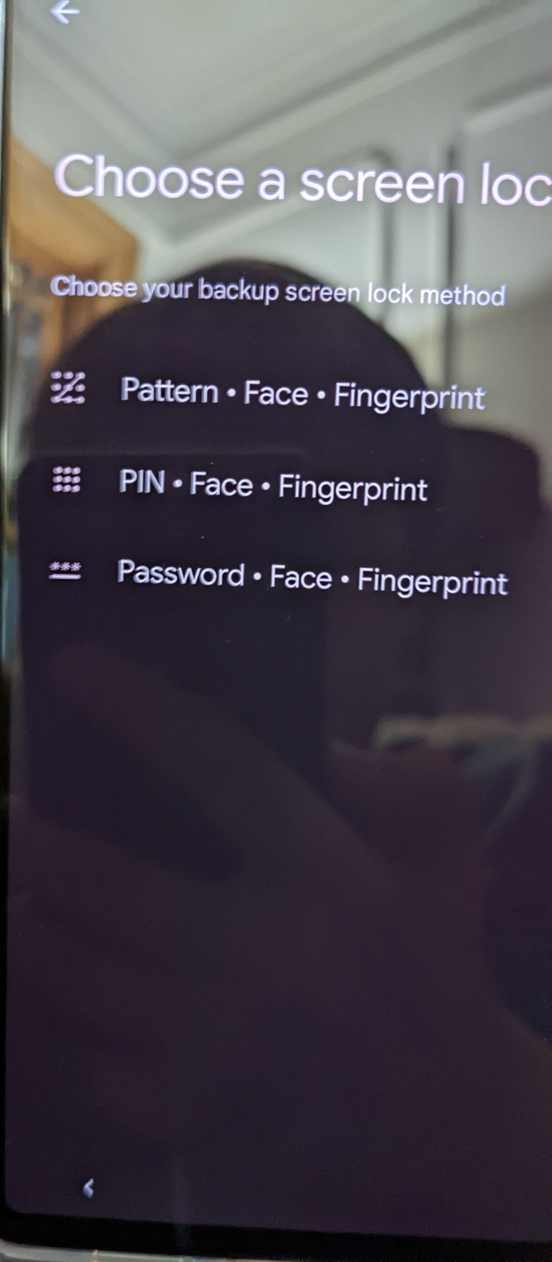 Photo shows Pixel 6 screen during setup showing Face Unlock as a screen lock option - Pixel 6 user shares evidence that an update with Face Unlock could be coming soon