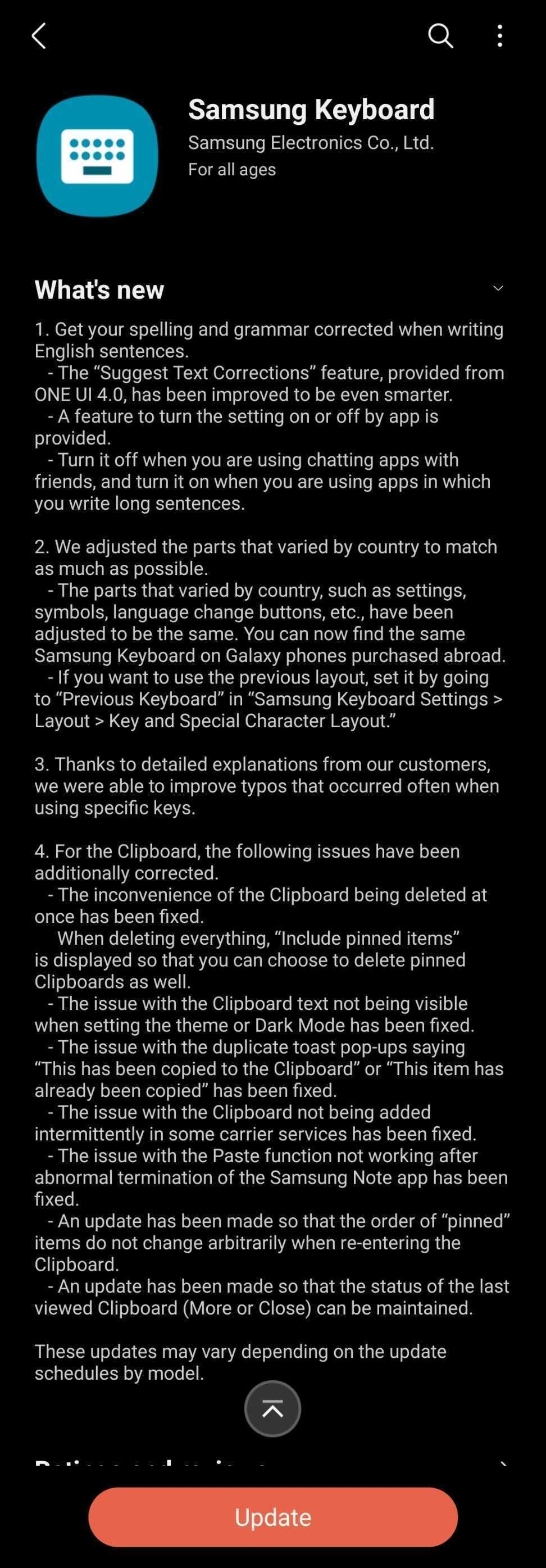 Samsung Keyboard gets better at correcting your typos