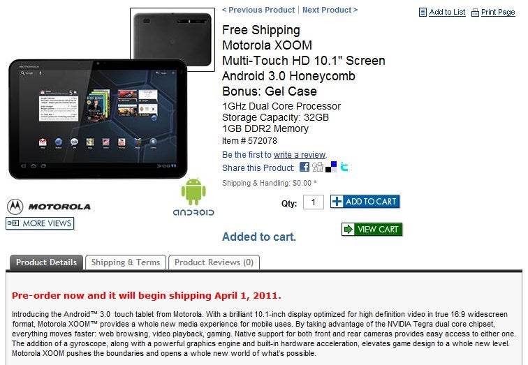 Costco has the Motorola XOOM Wi-Fi available for pre-order at $589.99