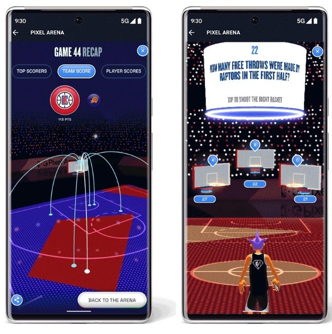 In Pixel Arena you can see a virtual recap of the shots taken during an NBA Playoff game, or answer trivia questions - The NBA and Google want you to visit the virtual Pixel Arena during playoff games