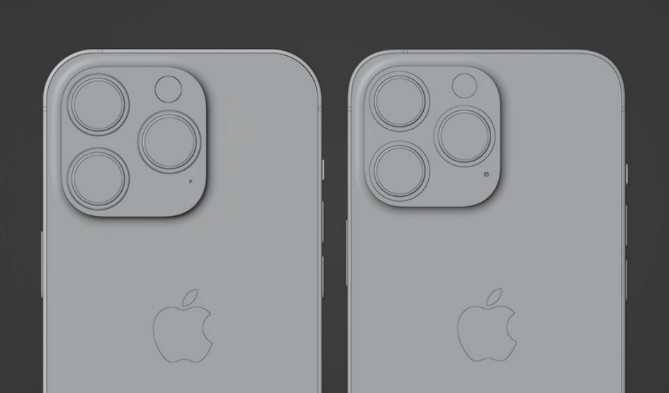 Render of the iPhone 13 Pro at left and iPhone 14 Pro at right - Renders of the iPhone 14 Pro show more rounded corners than the iPhone 13 Pro