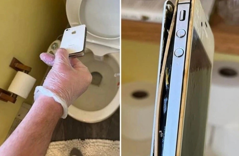Missing iPhone is found in the toilet after missing for 10 years - Firemen rescue women who got stuck head first in outhouse toilet trying to retrieve her phone