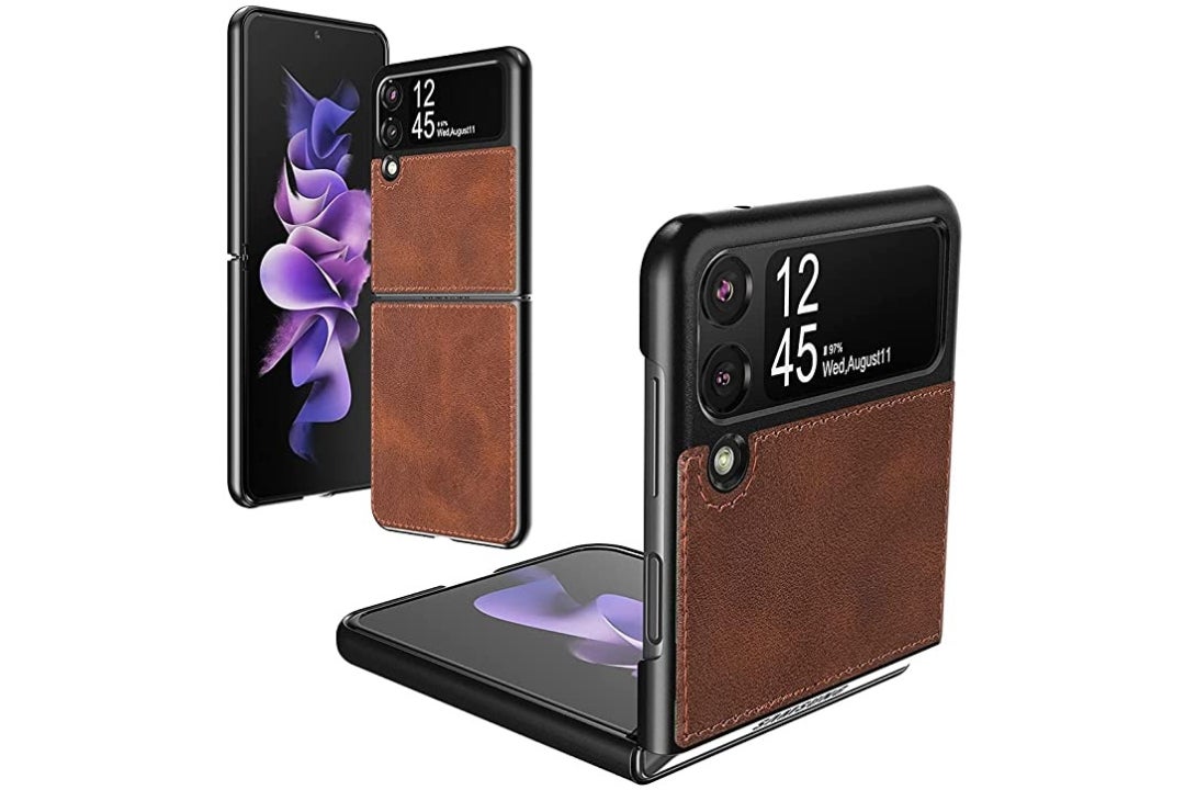 Foluu Leather Ultra Thin Cover for Galaxy Z Flip 3 - Best Samsung Galaxy Z Flip 3 cases
