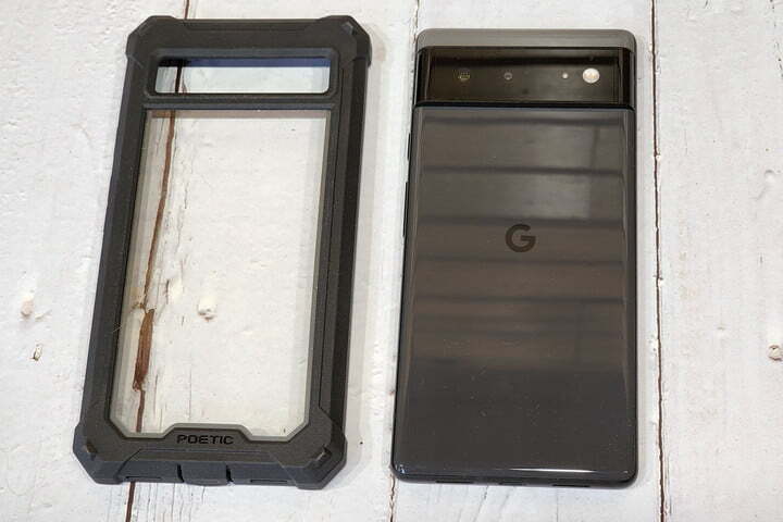 Pixel 6a case on the left, Pixel 6 on the right. The Pixel 6 is just a bit too large to fit in the case. Image courtesy of Adam Doud and Digital Trends. - Pixel 6a leaked case gives us important clues, hints at imminent launch