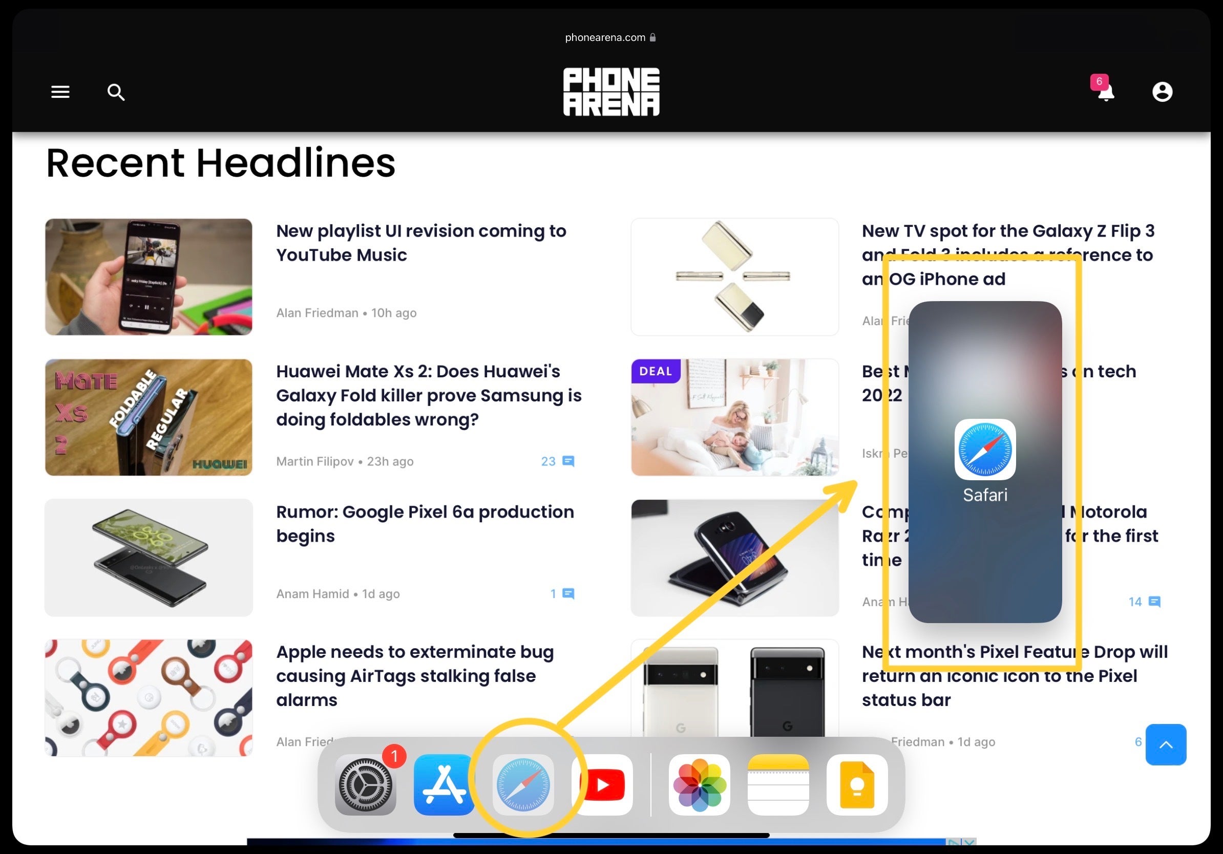 Here I&#039;m opening a second Safari window over the first one - Become an iPad pro: Must-know iPad tips and tricks