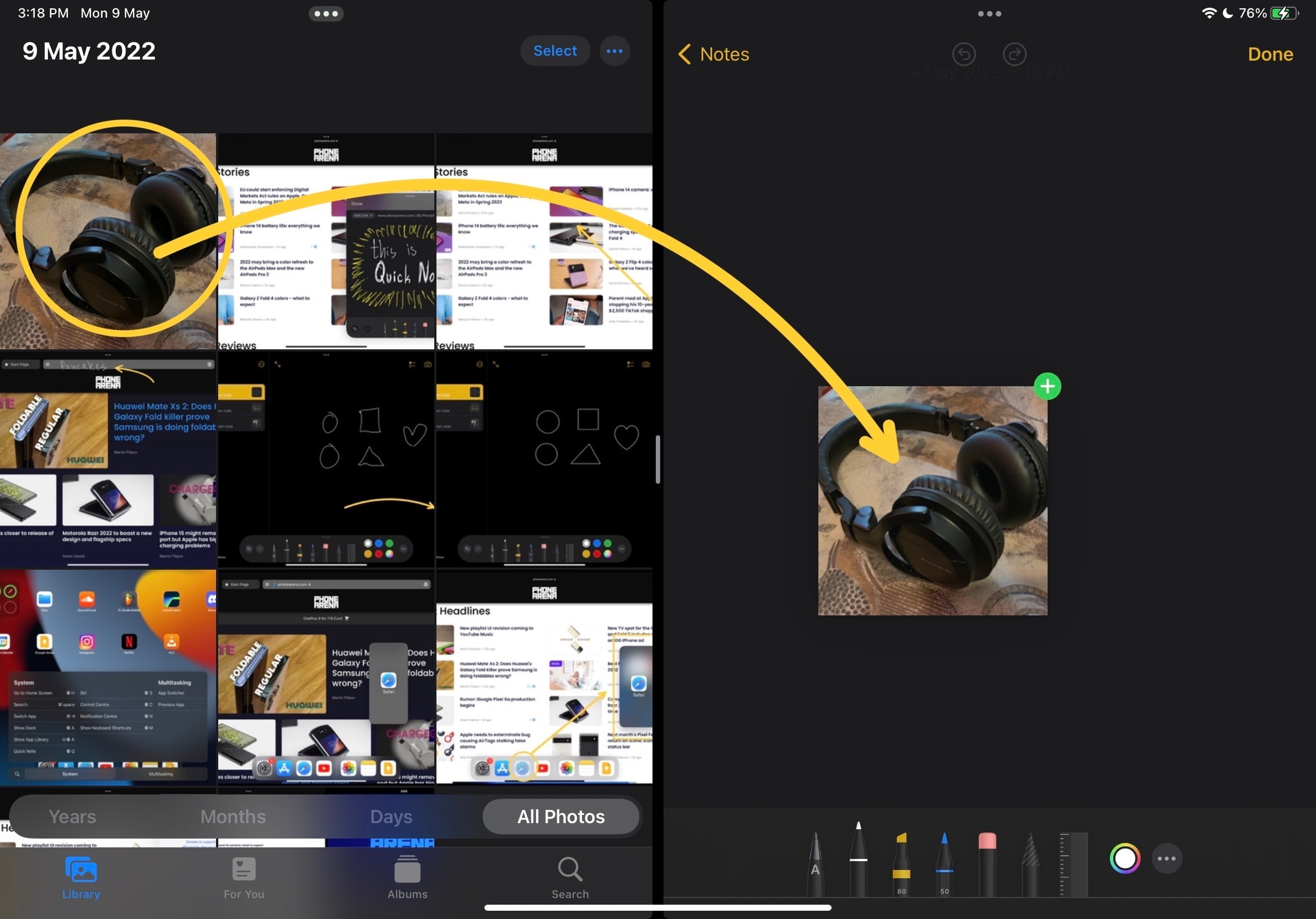 Dragging a photo from the Photos app into the Notes app - Become an iPad pro: Must-know iPad tips and tricks