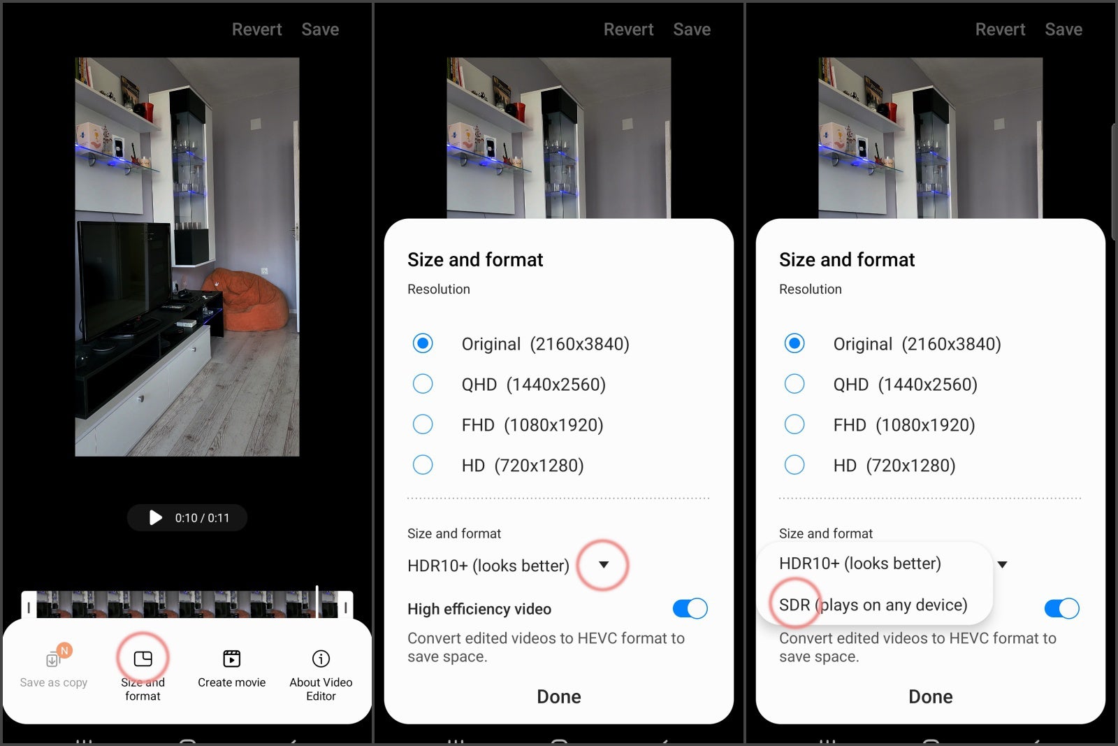 Galaxy S22: How to convert HDR10+ clips to SDR