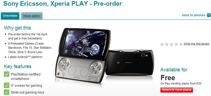 Sony Ericsson Xperia PLAY available for pre-order in the UK