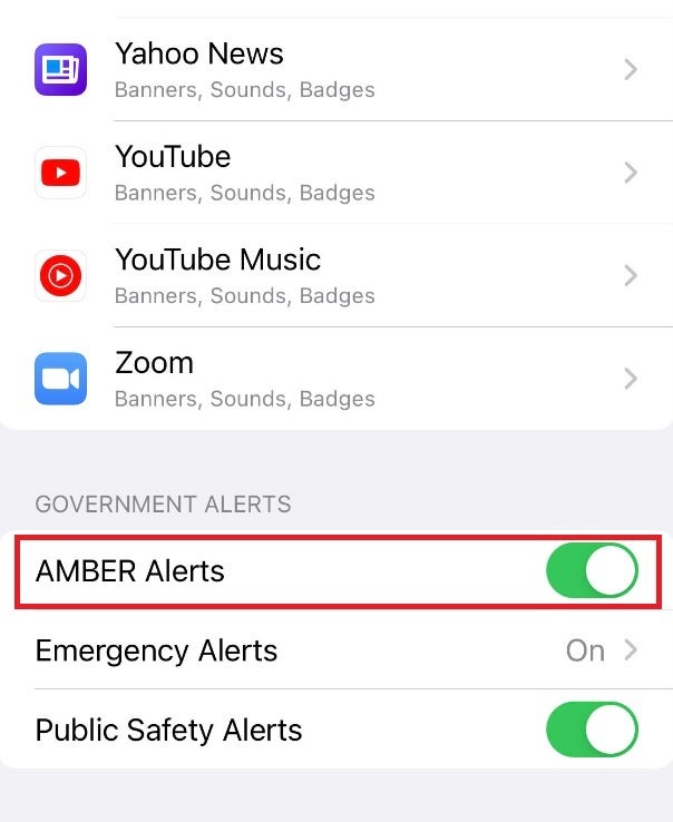 Go to Notifications and scroll down to Government Alert to disable Amber Alerts - Loud noise heard over a pair of AirPods damages a boy's eardrum