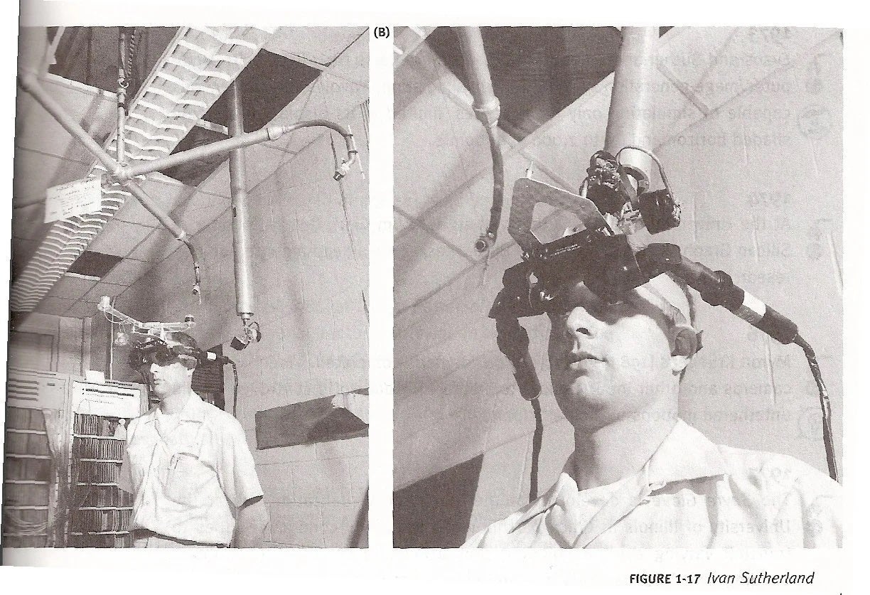 The Sword of Damocles VR system from 1968. It hangs over your head, hence the name - Vote now: Do you own a VR/AR headset?
